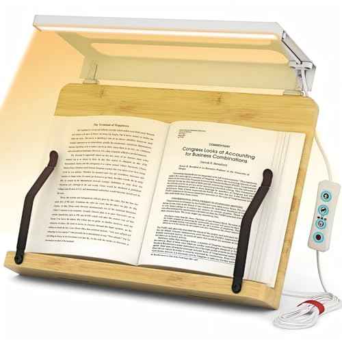 Boyanda Book Stand for Reading ? Adjustable & Foldable Book Holder with High CRI 90+ No-Flicker, Eye-Caring LED Light | Anti-Blue Light & Anti-Glare | Hands-Free for Textbooks, Bibles, and Study