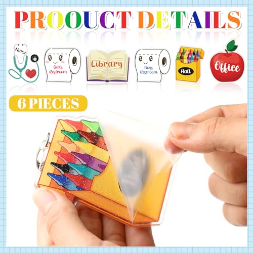 Cute 6-Pack Acrylic Hall Pass Lanyards for Teachers Classroom - Weekgrat