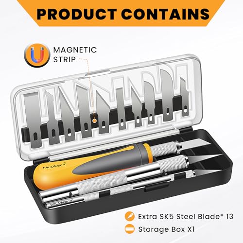 MulWark 16-Piece Precision Hobby Knife Set for Crafting & Modeling