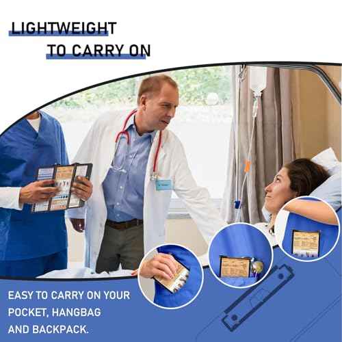 Nursing Clipboard Foldable, Foldable Clip Board w/Nursing Edition Cheat Charts, 3 Layers Aluminum, Nurse Clipboards w/Low Profile Clip & Pen Clip Pocket for Students, Nurses and Doctors, Black