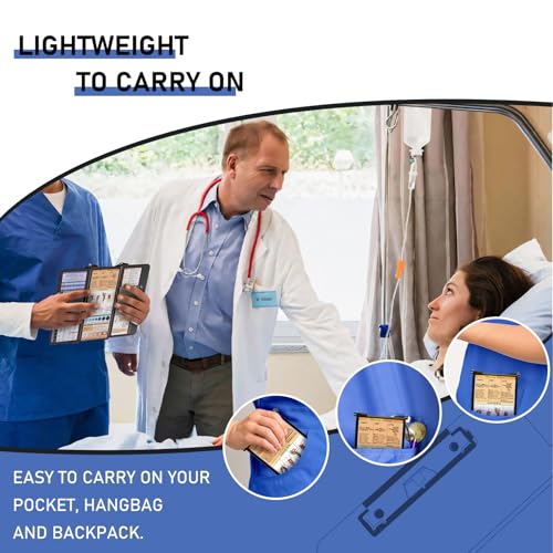 HOZOL Black Foldable Nursing Clipboard with Cheat Charts & Pen Pocket