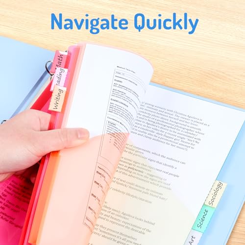 Forvencer Red Binder Dividers with Pockets & Tabs, 8 Count, 3-Ring Compatible