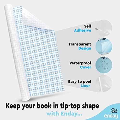 Clear Contact Paper, 17.5¡± x 5-Feet, Transparent Self Adhesive Book and Textbook Covers for Paperbacks and Hard Covers, Plastic Protective Covering Contact Paper Roll, Acid Free, 48 Rolls ? by Enday