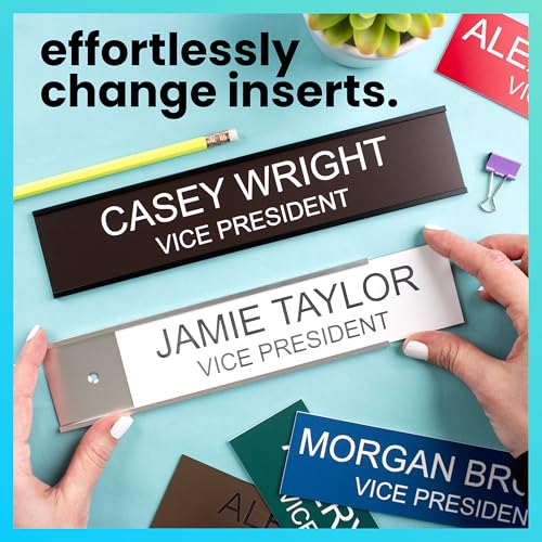 ExcelMark Custom Name Plate for Desk or Door 14 Color Options 2x8 Inches