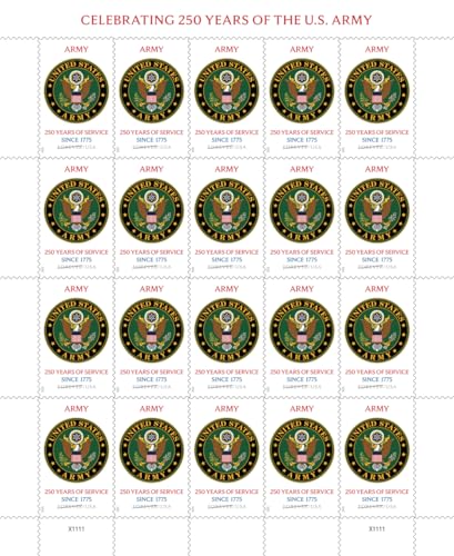 U.S. Army 250th Anniversary Forever Postage Stamps Sheet of 20 - Collectible USPS First-Class Mail