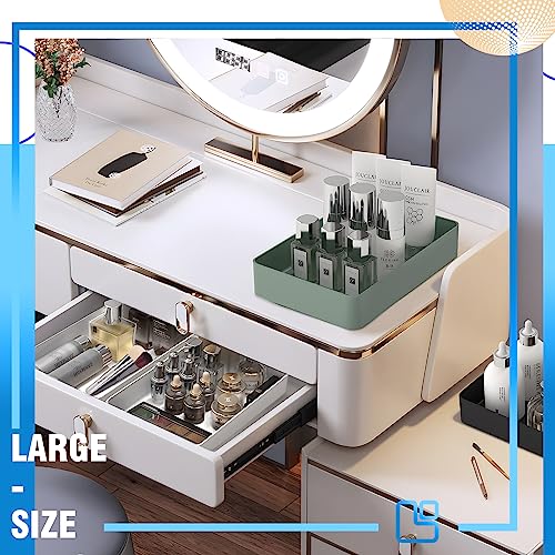 CHANCETSUI Green 11-Piece Stackable Drawer Organizer Set for Makeup, Stationery & Kitchen Storage