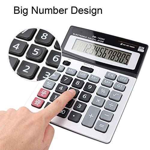 Large Electronic Calculator Counter Solar & Battery Power 12 Digit Display Multi-Functional Big Button for Business Office School Calculating (1 x Calculator)