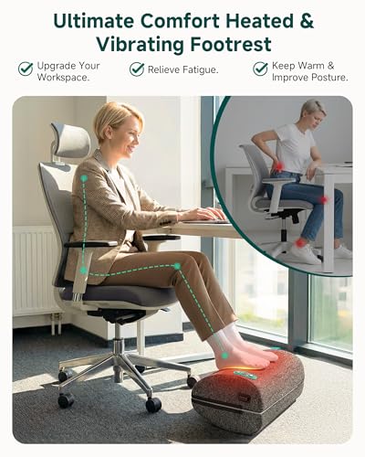 Snailax Dark Grey Ergonomic Under-Desk Foot Rest with Heat, Vibration & Swing