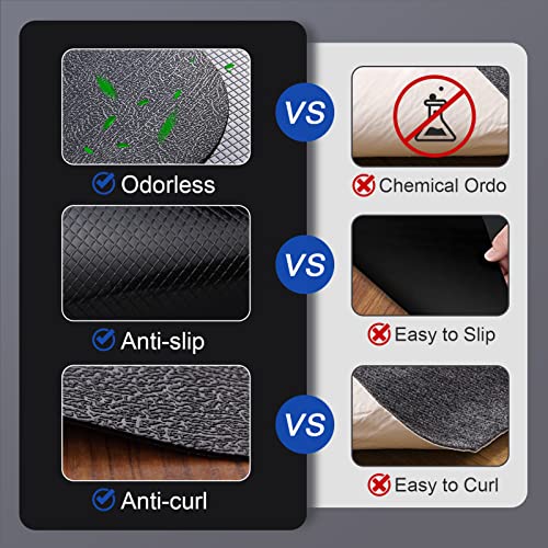 Office Rolling Chair Mat for Hardwood and Tile Floor, Black, Anti-Slip, Non-Curve, Chair Mat Best for Under The Computer Desk, 47 x 35 Rectangular Non-Toxic Plastic Protector, Not for Carpet