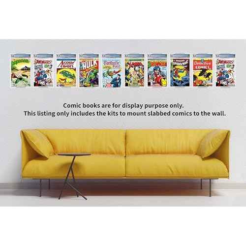 10 Pack Comic Book Display Shelf Slab Wall Mount Kit, Heavy Duty Comics Books Case Frame Holder, Clear Color (20 Pieces Hold 10 Slabs) - Comics and Cases Not Included