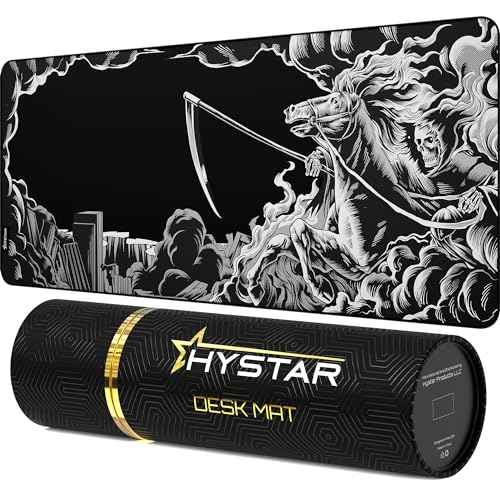 Hystar¢ç Extended Gaming Mouse Pad | XXL 36" x 16" | 5mm Thick, Waterproof Surface, Smooth Polyester Fabric, and Natural Rubber Base | Death