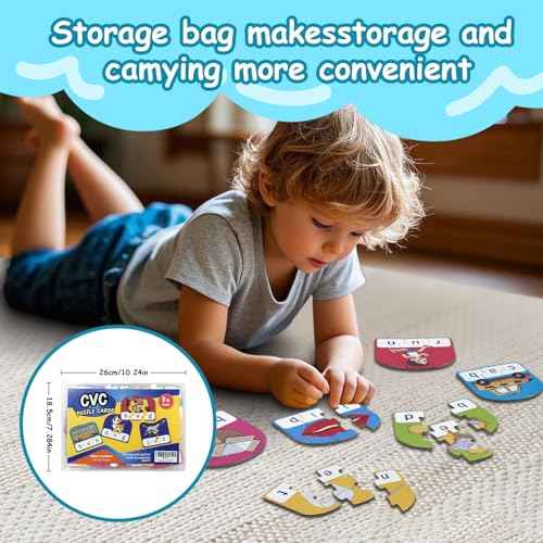 CVC Puzzle Cards for Kids ? Phonics & Spelling Games for Toddlers, 3-Letter Word Puzzles for Preschool & Kindergarten, Perfect for Speech Therapy & Early Learning Classroom Essentials