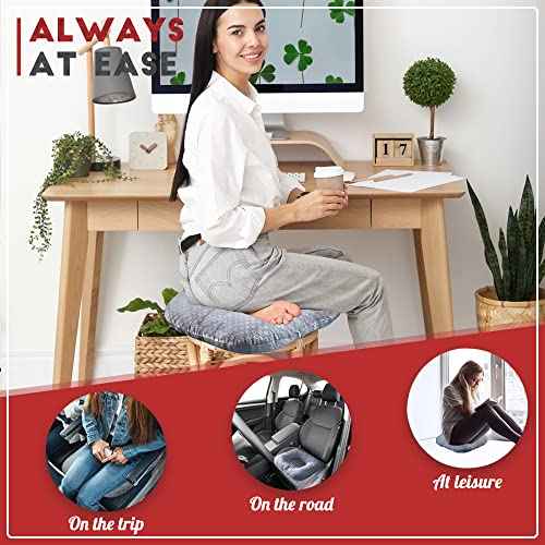 Stuffed Donut Pillow Seat Cushion | for Tailbone and Coccyx Pain, Hemorrhoids, Bed Sores, Pregnancy, Prostate, Surgery Recovery, Sitting Pressure Relief, for Home, Office and Car (Grey)