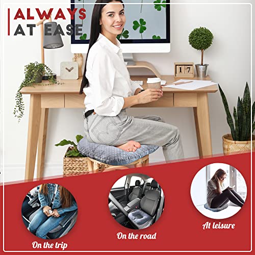 Vinban Donut Pillow for Tailbone Pain Grey – Hemorrhoid Seat Cushion with Non-Slip Velour Cover