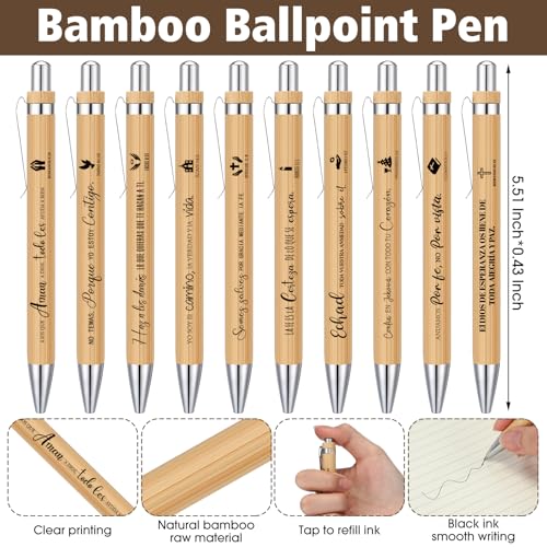 30 Set Spanish Christian Gifts Bulk Religious Notebooks with Bible Verse Pen, Inspirational Spiral Prayer Journal Notepad and Pen Set Church Gifts for Women Men Family Sunday School Church (Kraft)