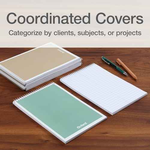 Oxford Steno Spiral Notebooks, Top Bound Steno Pads, 6x9 Inches, Gregg Ruled for Lists, White Paper, Asst. Neutral Covers, 80 Sheets, 6 Pack (1007113)