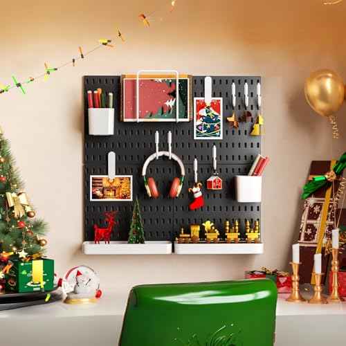 Keepo Pegboard Combination Kit, Pegboards and Accessories Modular Hanging for Wall Organizer, Crafts Organization, Ornaments Display, Nursery Storage, Wall Peg Board (Black, 22¡ȡ¿22¡È)