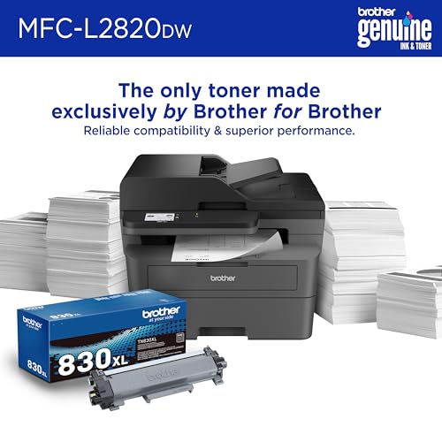 Brother MFC-L2820DW Wireless Compact Monochrome All-in-One Laser Printer with Copy, Scan and Fax, Duplex, Black & White | Includes Refresh Subscription Trial(1), Works with Alexa