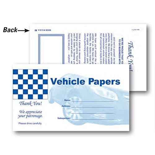 Vehicle Papers Wallets - Car Document Holders (50 per Pack) (Blue)