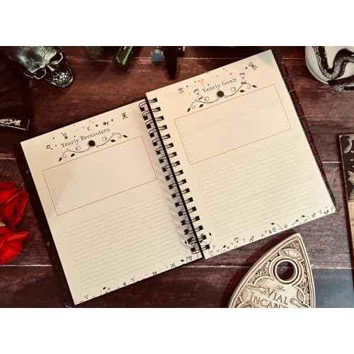ConQuest Journals Waiting for the Night 2026 Spiral Dated Weekly Planner, Gothic Witchy Tarot Card-Inspired Design, Wrapped Book Board Cover, 4 Sticker Pages, Pocket, Elastic Strap, Bookmark, 7" x 9"