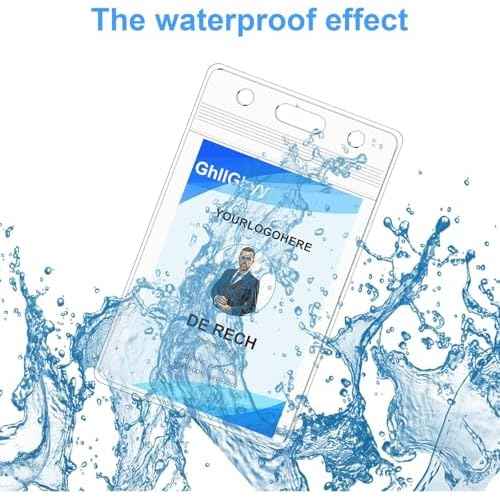 6 Pack Extra Thick Name Badge Holders, Durable & Sealable Waterproof Vertical ID Badge Holders, Clear PVC Plastic Badge Sleeve for Credit Card/Proximity/RFID/Work Badge/Room Key