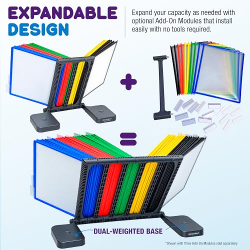 Ultimate Office Adjustable Expandable Desk Reference Organizer 20 Pockets, Colored Pockets