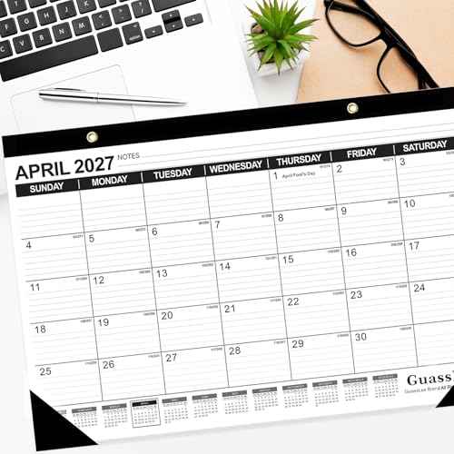GuassLee Desk Calendar 2026-2027 - 17" ¡¿ 11.5" Desktop Calendar 18 Months Runs from Jan. 2026 to Jun. 2027 with Julian Date for Home School Office Desk Top Organizing