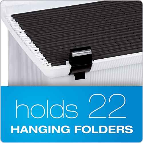 Pendaflex Portable File Box, Frosted White, Hinged Lid with Double Latch Closure(41745AMZ)