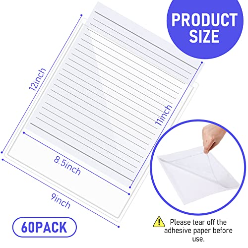 Outus Self Adhesive Shop Ticket Holders Clear Plastic Sleeves Adhesive Pockets Work Order Job Ticket Holders for Home Office Posting Signs(8.5 x 11 Inch,60 Pcs)