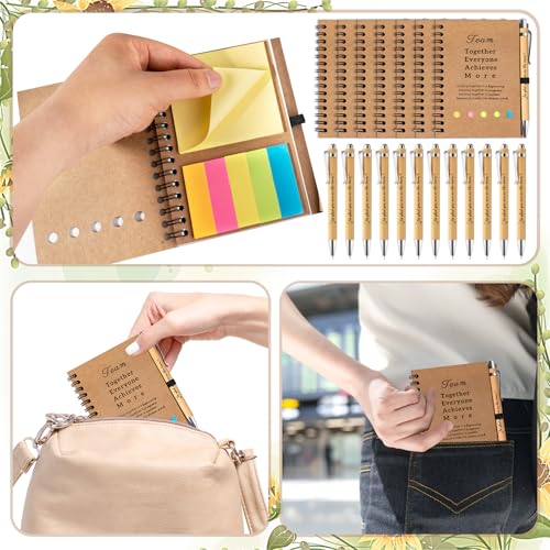 20 Sets Employee Appreciation Gifts Bulk Team Gifts Inspirational Spiral Notebook Journal with Sticky Notes Motivational Bamboo Pens for Coworker Nurse Teacher Office Staff Volunteer Thank You Gifts