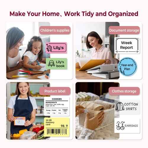 Phomemo Thermal Label Maker - M110 Barcode Label Printer Portable Bluetooth Labeler Maker Machine for for Small Business, Address, Logo, Clothing, Mailing, with 40x30mm Label, Pink