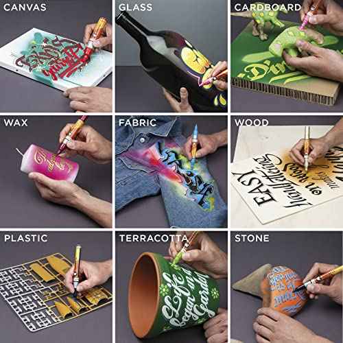 Molotow One4All 127HS Acrylic Marker Metallic Set (2.0 mm Line Width, High Coverage and Permanent, Quick Drying, Refillable, for Almost All Surfaces) Pack of 6 Assorted
