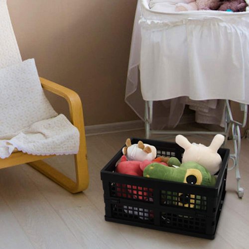 Utiao Black Collapsible Storage Bins, Folding Crate, Plastic Milk Crate, 3 Packs