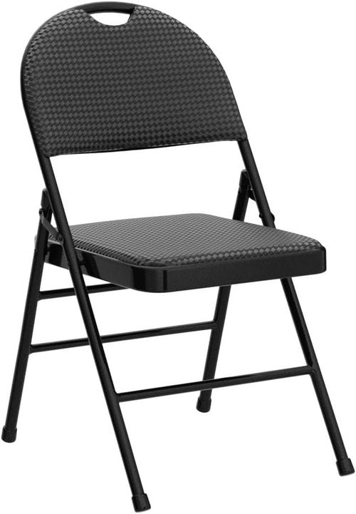 COSCO Commercial Folding Chair - XL Comfort Fabric, Padded Contoured Seat, 300 lb Weight Rating | Black, 4-Pack