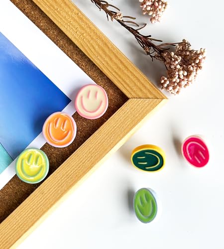 KEYDUACU 24 Colour Smileys Push Pins - Decorative Bulletin Board Thumbtacks (Colourful) 24 pack