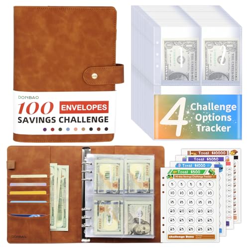 Brown A5 Budget Binder with Envelopes & Challenge Tracker - Money Saving Kit