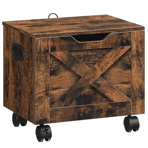 MAHANCRIS Rustic Brown Rolling Filing Cabinet with 1 Drawer - Under Desk File Organizer for A4/Letter Size