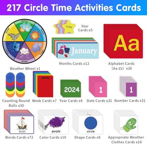 Circle Time Learning Center Classroom Pocket Chart Preschool, Educational Pocket Chart Teaching Materials, Learning Calendar Weather Counting Letter Color Shape (circle time learning center)