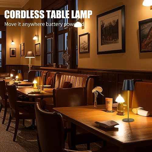 Cordless Table Lamps USB Rechargeable Lamp Simplicity Desk Lamp Built-in 4600 mAh Battery LED Battery Operated lamp with Touch Control Table lamp - Bedroom/Desk/Reading/Patio(2Pcs-Black)