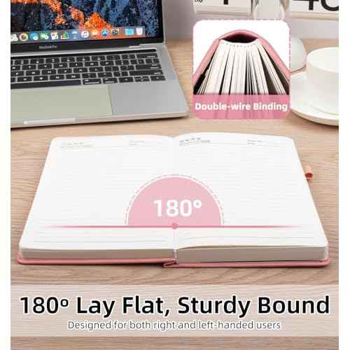 Lined Journal Notebook 365 Pages, A5 Leather Journals for Writing Women & Men, Hardcover Notebook with 100GSM Thick Paper, Daily Journal Notebook for Travel, Work, School, Note Taking, College Ruled