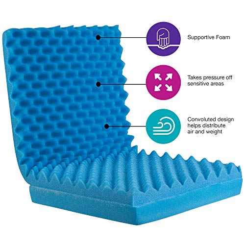 DMI Egg Crate Sculpted Foam Chair Cushion, Seat Cushion, Car Seat Cushion, Office Chair Cushion Relieves Back Pain, Tail Bone Pain, Sciatica, 32 X 18 X 3 inches, Full Back,1 Count