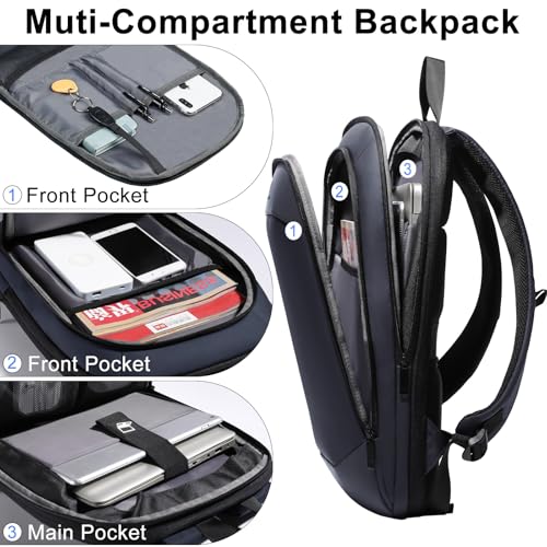 Slim Laptop Backpack for Men,Waterproof Expandable High Tech Business Work Backpack for Men and Women,15.6 Inch Lightweght Anti-theft Travel Backpack Durable College Casual Daypack Computer Laptop Bag