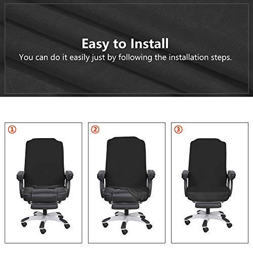 SARAFLORA Large Black Office Chair Cover with Zipper, 1PCS / 1 Piece