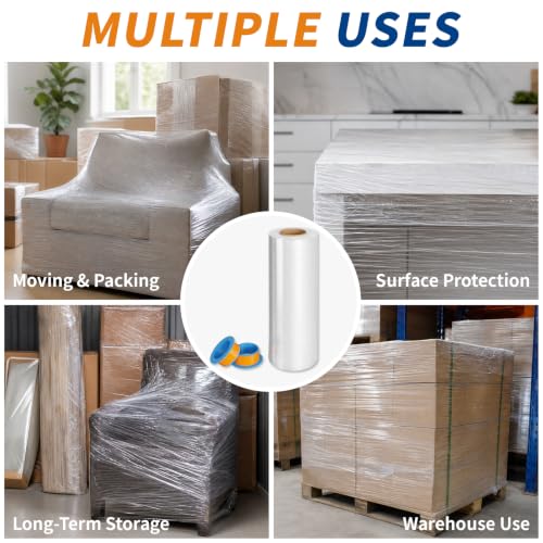 SWRT Heavy Duty 18in x 1500ft Plastic Stretch Wrap Roll for Moving & Storage