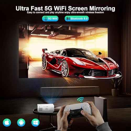 Projector with WiFi and Bluetooth, 16000Lumens Portable Mini Projector,4K Support Native Full HD 1080P Outdoor Movie Projector,Smart Projector Compatible with Android/iOS/Windows/TV Stick/HDMI/USB