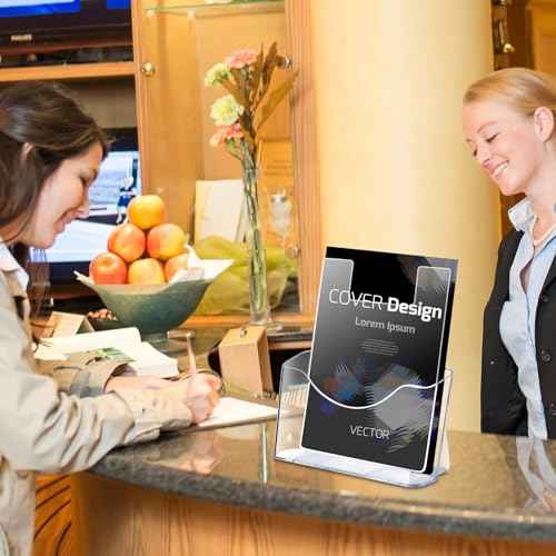 8'' x 10'' Clear Acrylic Literature Shield for 8. 5'' x 11'' Brochure Magazine Holders Clear Brochure Holders Shield to Keep Papers from Falling Forward for Marketing Store Shopping Office(12 Pcs)
