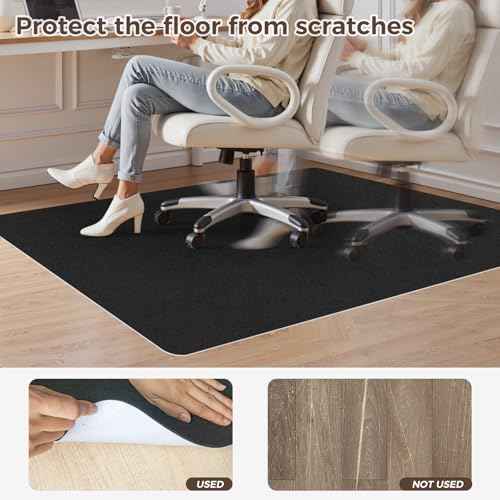Office Chair Mat for Hardwood Floor, 48" x 60" Desk Computer Chair Mat, Under Desk Rug, Large Anti-Slip Hard Floor Protector for Office Home, Black