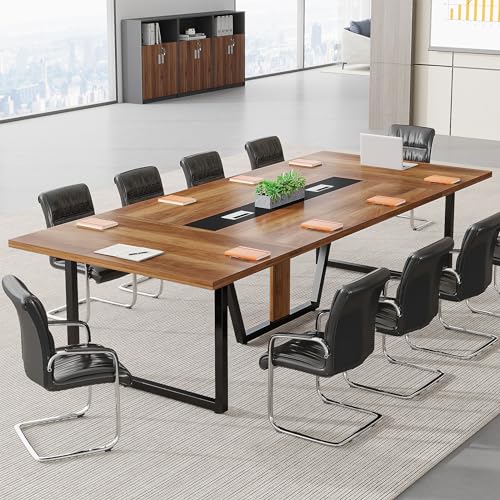 Tribesigns 8ft Conference Table - Light Red Maple, Seats 10, Business Style Office Furniture