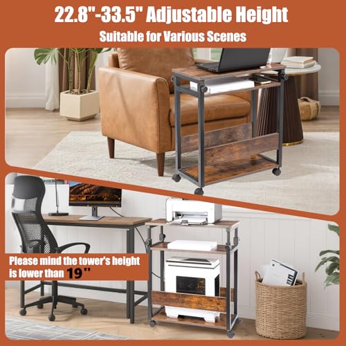 TooCust Height Adjustable Computer Tower Stand – 24x12 Top, 23-38" H