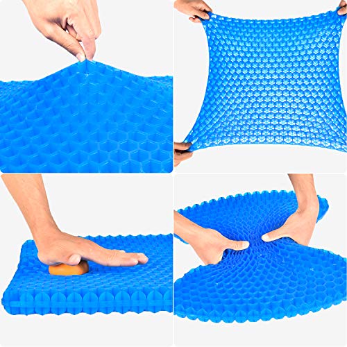 OMCOZY Blue Gel Seat Cushion with Honeycomb Cooling Design for Office, Car & Wheelchair